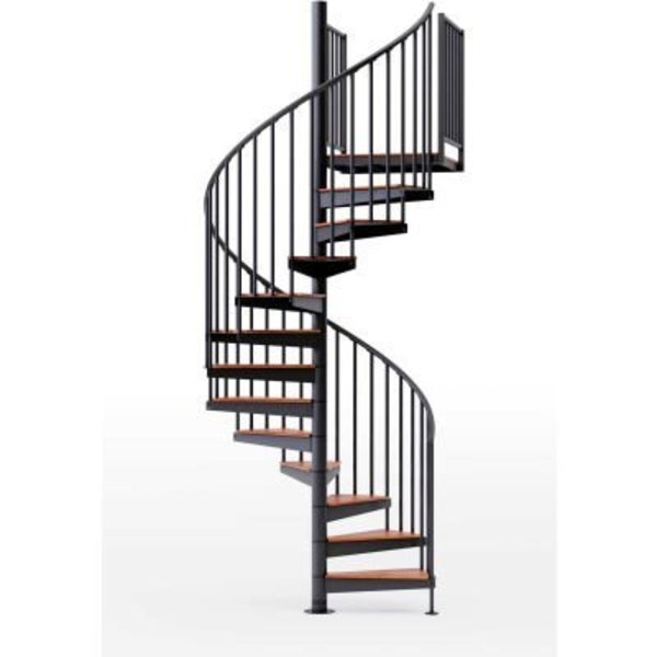 Ss Industries Holding Global Industrial„¢ Condor 36"H Platform 2 Rail Spiral Stair Kit, 60"Dia, 11-1/4'H, Black EP60B09B102